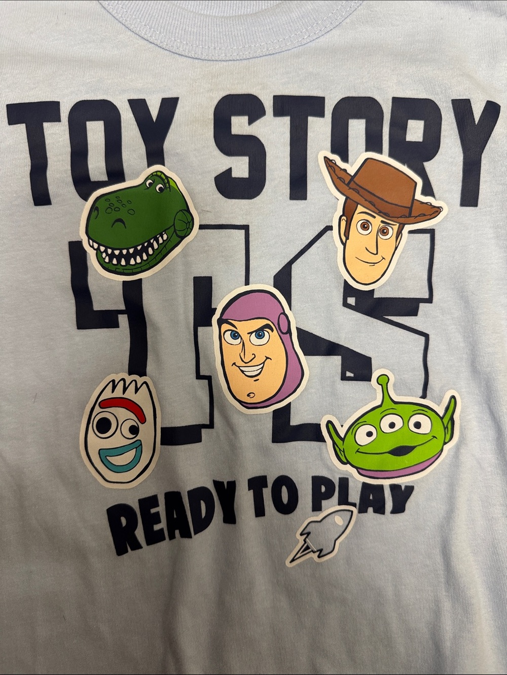 Disney Light Blue Toy Story 'Ready to Play' Graphic Tee with Character Patches - Picture 4 of 4